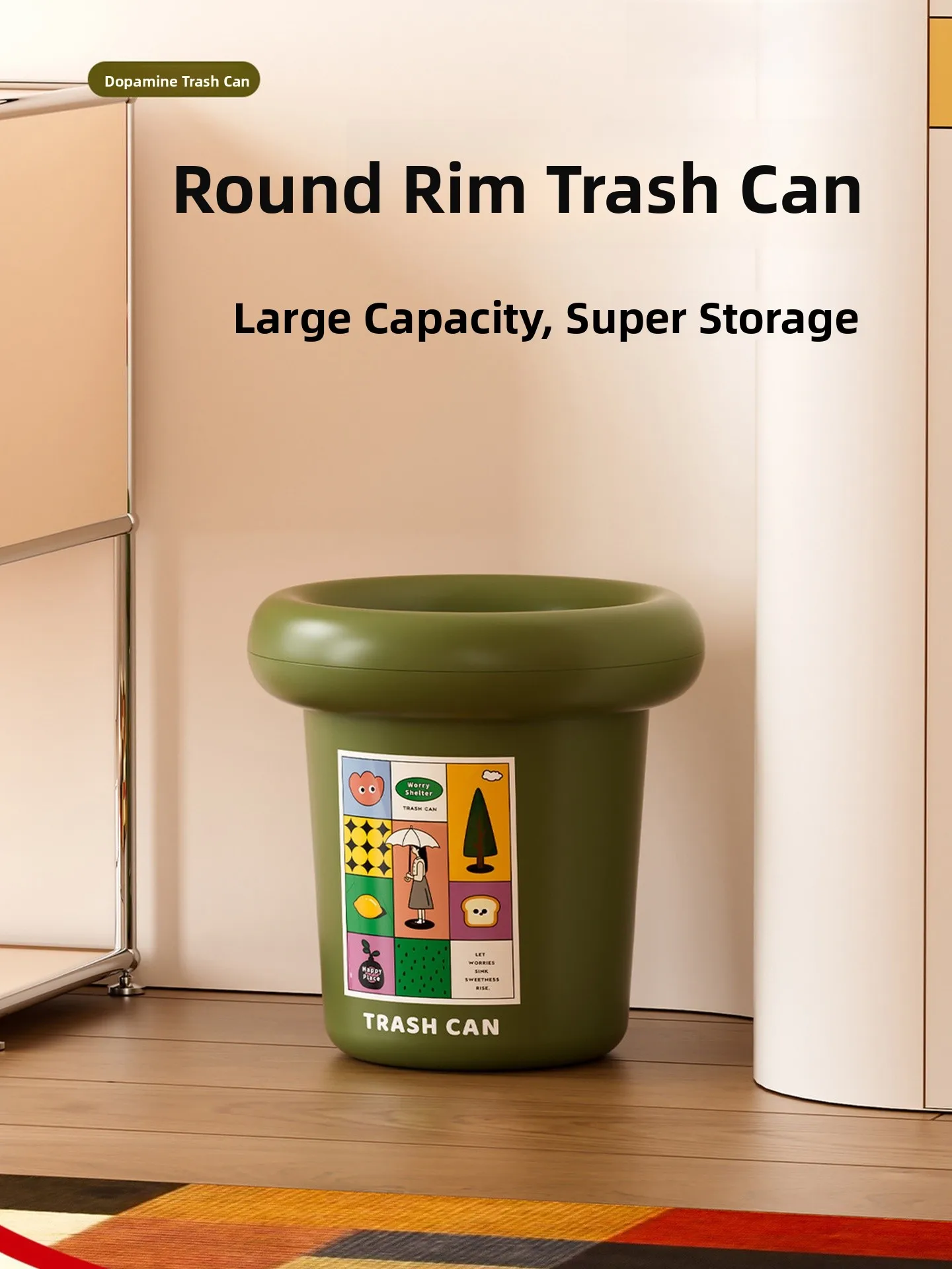 

Мусорное ведро Cegier Ins Sle Tra Can с большой вместимостью, круглое, для дома, спальни, гостиной, для хранения, высокоэстетичное