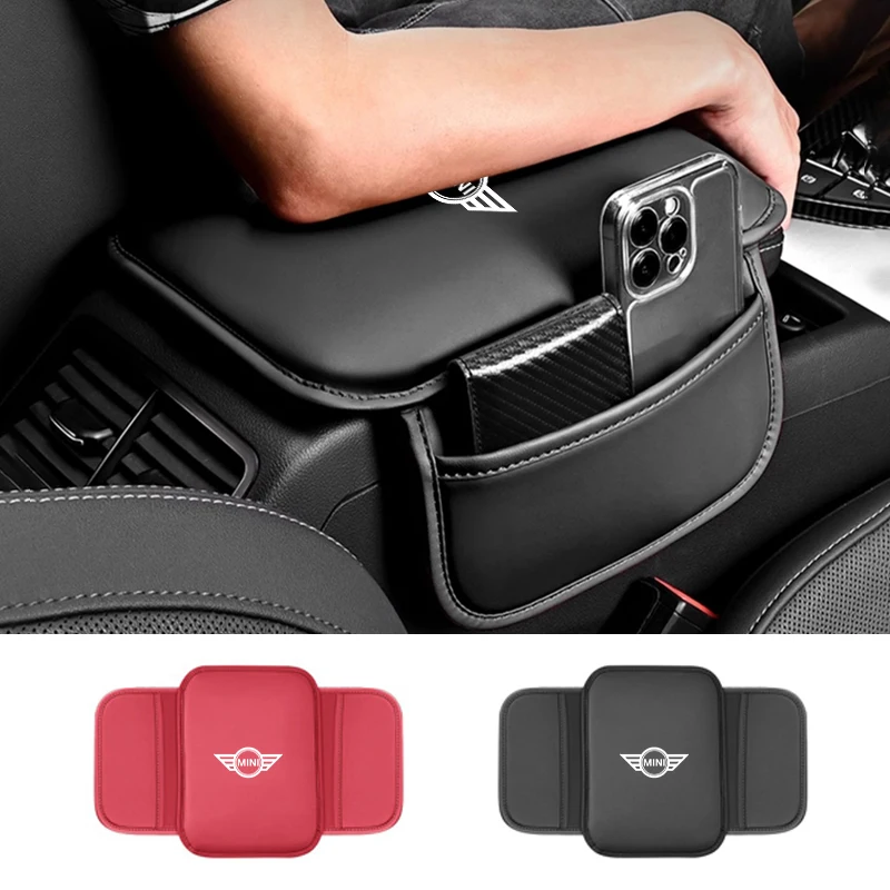 Car Armrest Cushion Center Console Rest Mat With Storage Bag Pad For MINI Cooper R56 Fridge 323 R56 F56 50 60 53 F56 Countryman