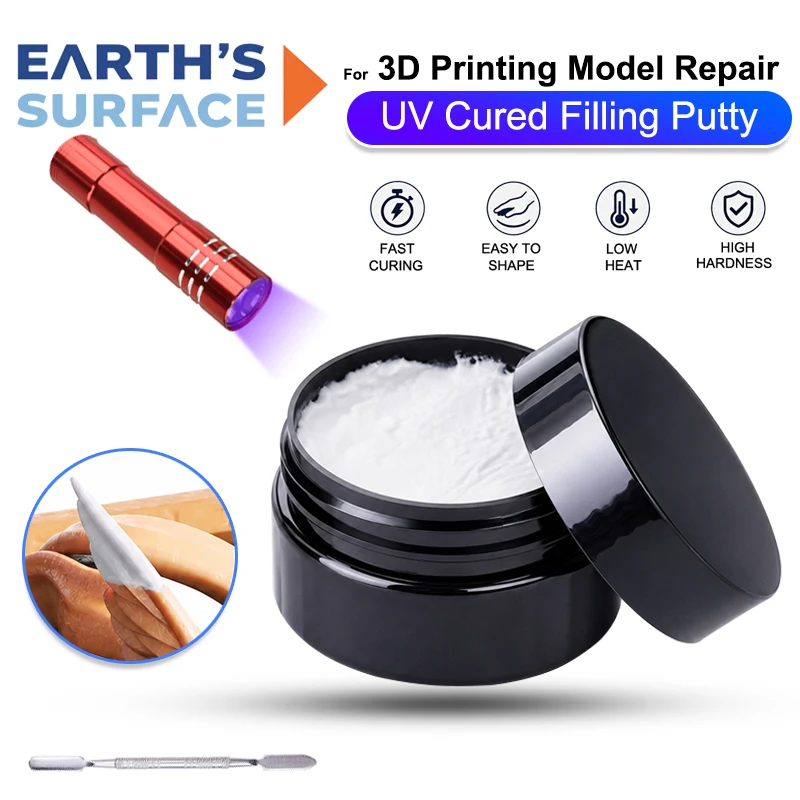 3D Printer UV Cured Soil Filling Clay Filling Fracture 3D Light Cure Putty Soil Filling 3D Printing Model Repairing for Bambulab