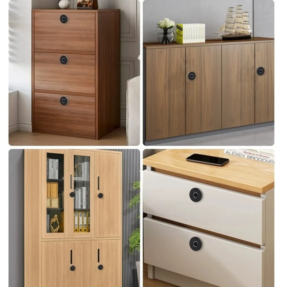 Biometric Drawer Lock with Type C External Power Support Multi-User Fingerprint Storage and Visual Status Light