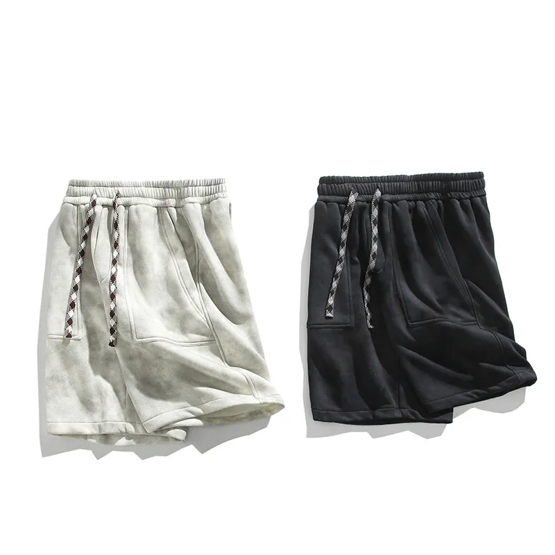 Retro Tie-dye Dirty Shorts Men's Summer New Loose Five Trousers Drawstring Design Casual Sports Basketball Trousers Beach Shorts