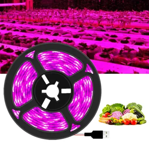 PaaMaa DC 5V USB LED 성장 빛 전체 스펙트럼 1-5m 식물 빛 성장 야채 꽃 모종 성장 텐트에 대 한 LED 스트립 Phyto 램프