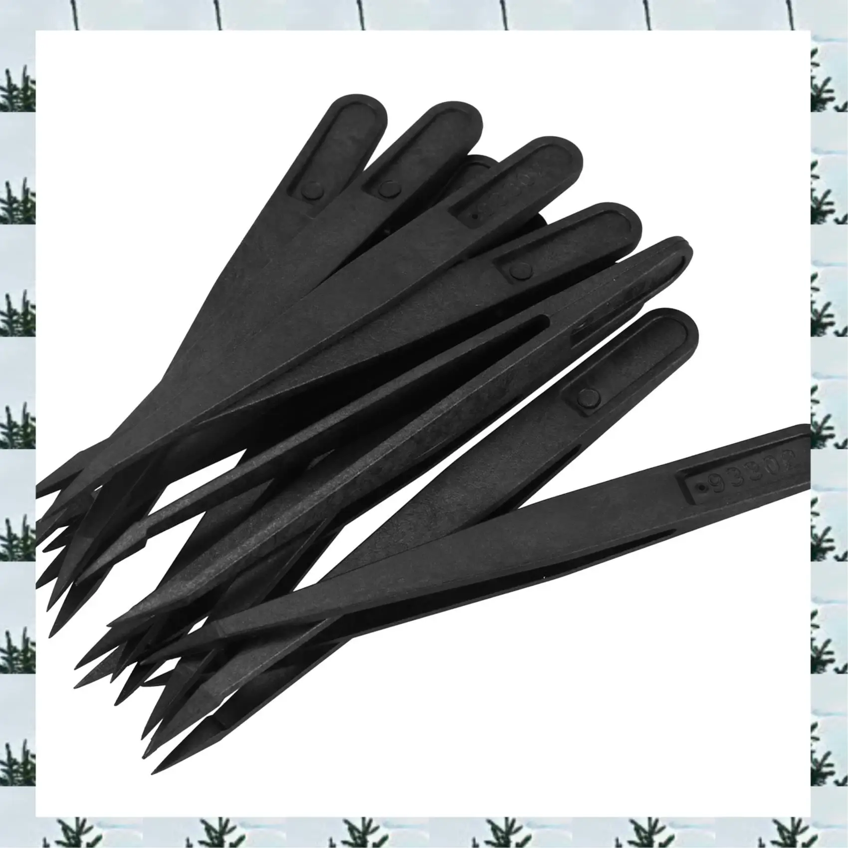 

ABLG 40 Pcs Black Plastic Tip Head Anti Static Tweezer 12Cm Length