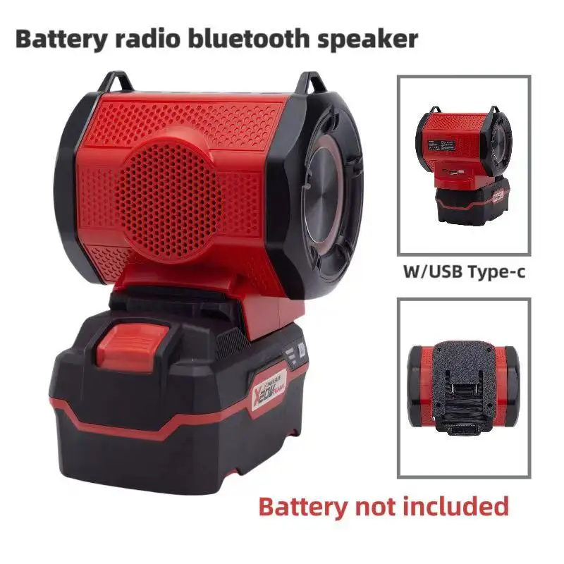 

Wireless Portable Bluetooth Radio Speaker For Lidl Parkside X20v TEAM Lithium Battery With USB And C-type Converter Adaptor