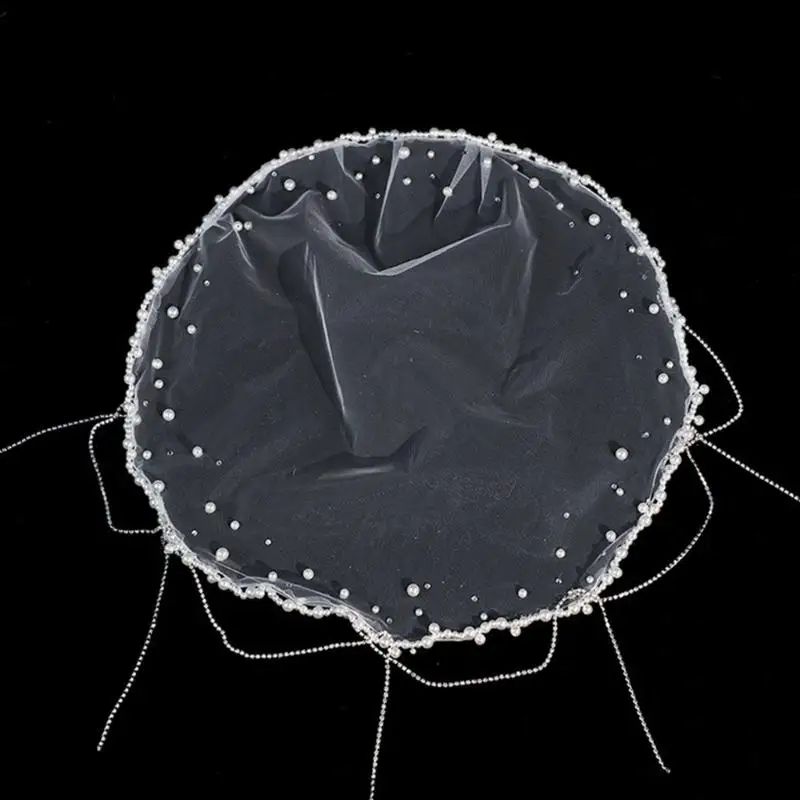 A52E pérolas delicadas decoradas pérolas noiva Tocal tule macio Evento formal