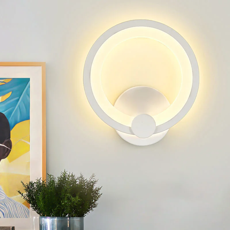 LED Wall Lamp Fashion Round Acrylic Creative Wall Light Circle Personality Aisle Bedroom Bedside Lamp