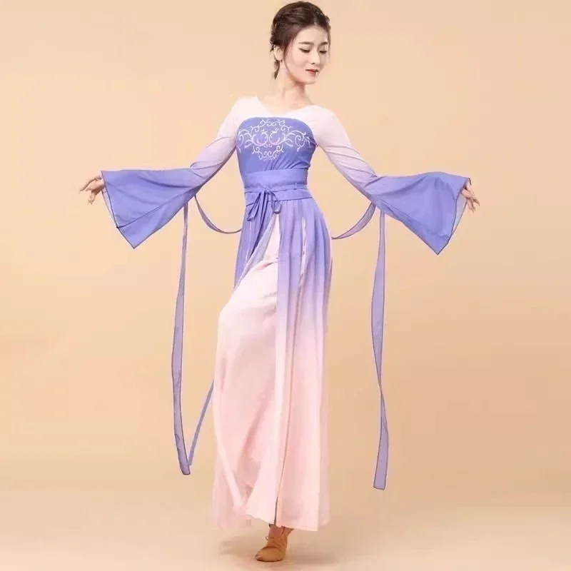 Trajes Hanfu clásicos de estilo chino para niños y niñas, Ropa de baile tradicional Yangko, paraguas de abanico, ropa de práctica de danza elegante