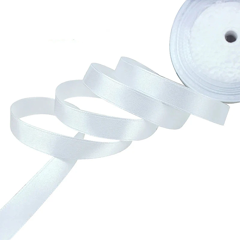 (25 yards/roll)12mm Cream White Single Face Satin Ribbon Webbing Decoration Gift Christmas Ribbons
