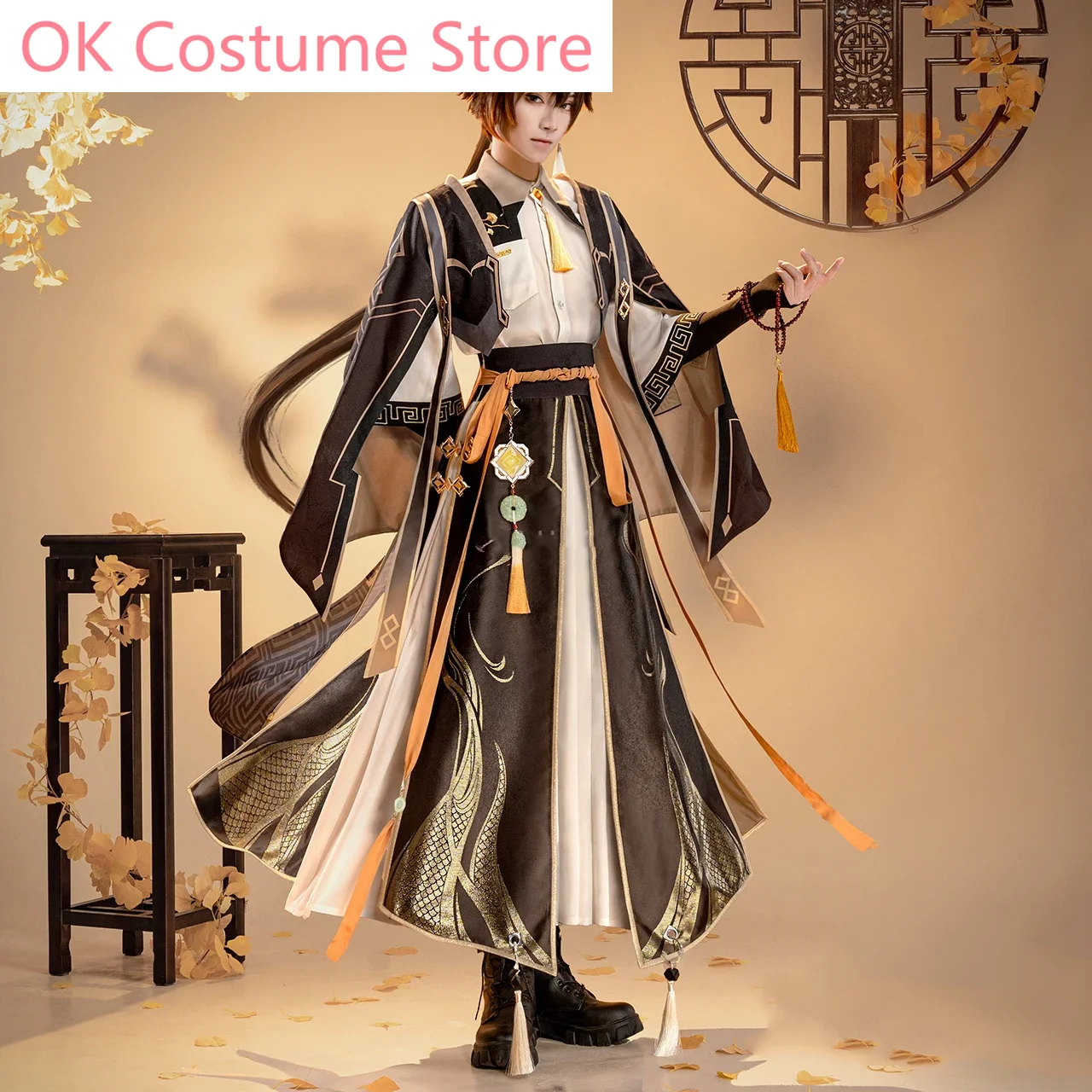 Genshin Impact Zhongli Game Suit Gorgeous Handsome Uniform Cosplay Costume Halloween Party Role Play Outfit Men