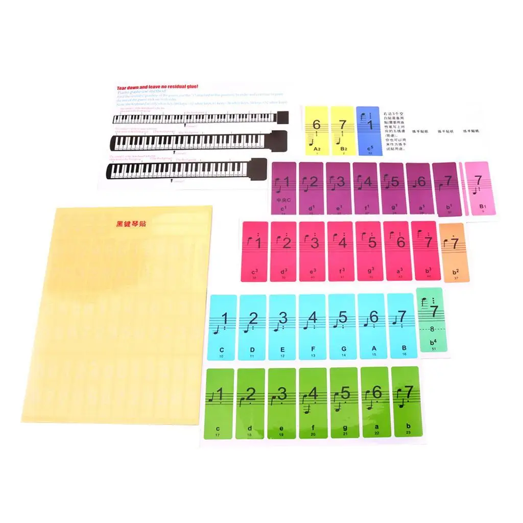 Piano Note Label Sticker Removable Paper Decal for 88 61 Key Instrument Keyboard Seat Piano Accessory
