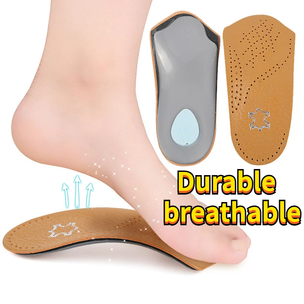 

2pcs Leather Orthopedic Insoles Orthotics Health Sole Pad for Flat Foot Heel Pain Arch Support Man Woman Shoe Insole Sole Insert