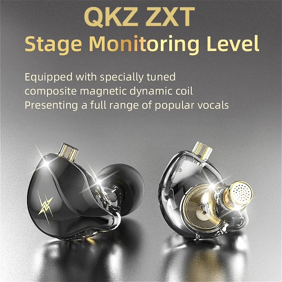 �couteurs intra-auriculaires filaires QKZ ZXT HIFI, �couteurs dynamiques DJ Monitor IEM, �couteurs de sport, casque anti-bruit avec micro