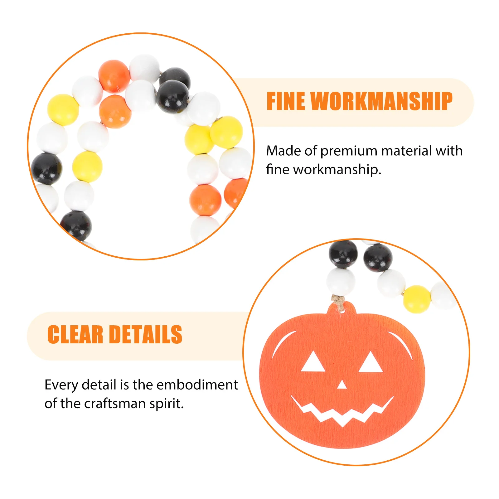 

Pumpkin Ornaments Halloween Beading Pendant Tassel Garland with Wood Beads Orange Strands