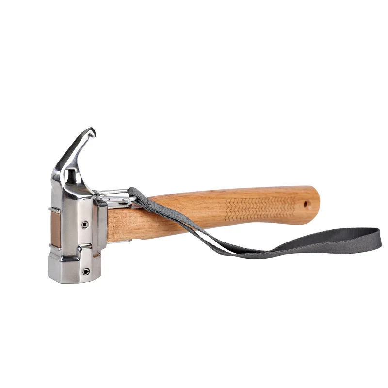 

Outdoor Multi Function Hammer with Non-Slip Wooden Handle Stainless Copper Head Tent Pegs Puller Ground Pegs for Camping