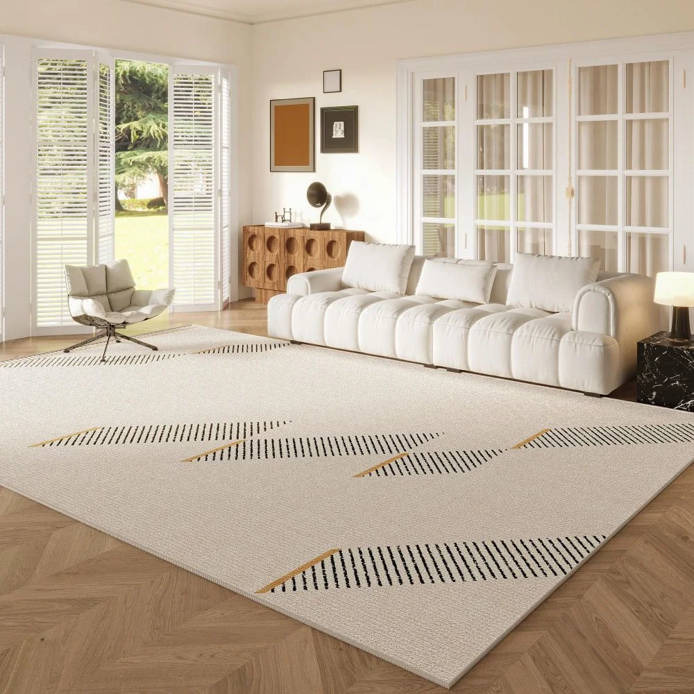 VIKAMA Cream Wind Living Room Carpet Light Luxury Easy Clean Tea Table Mat Bedroom Bedside Carpet Home Decoration