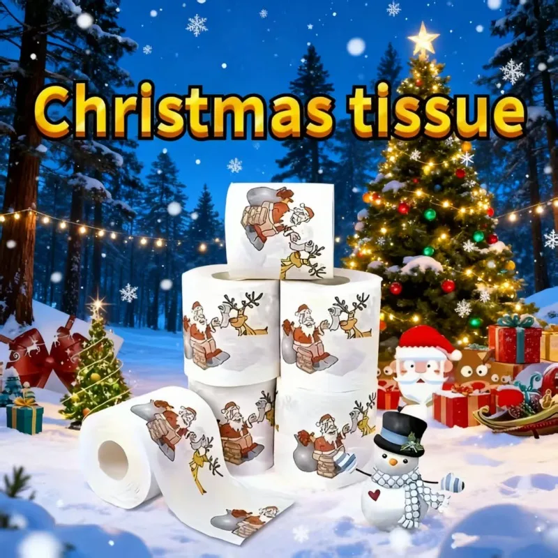 5Rolls/1Roll Toilet Paper Rolls Featuring Santa Claus And Reindeer Patterns, Perfect for Christmas And New Year Home Decorations