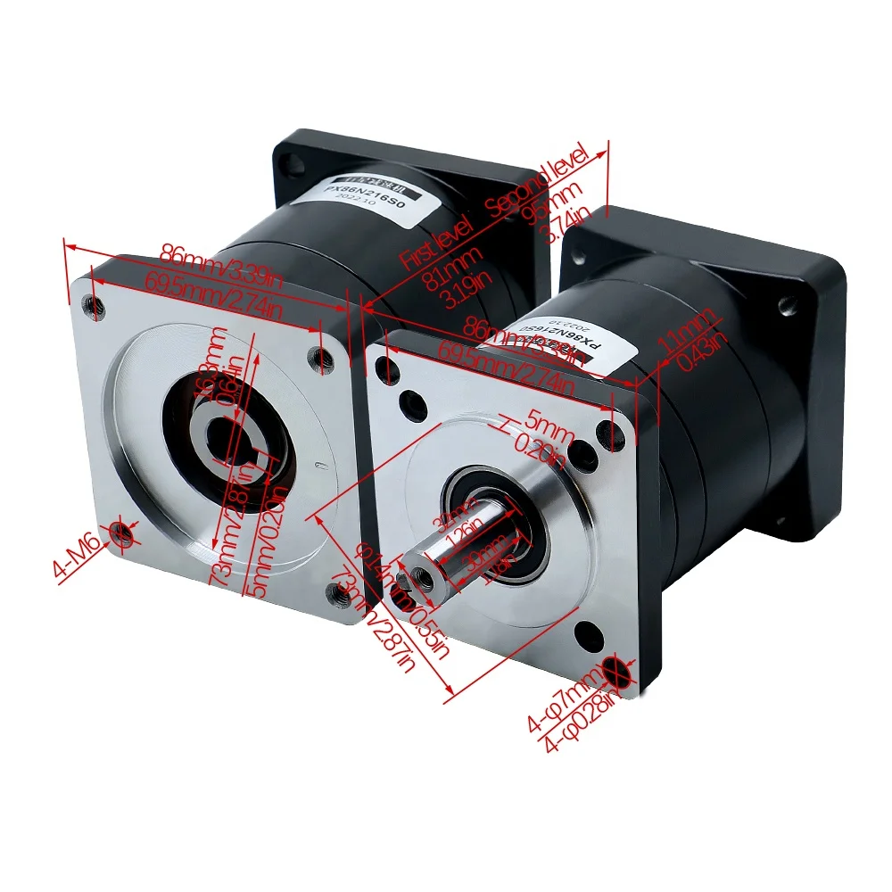 PX86 52 64 96 100 120 150 144 180 216 planetary gear reducer 86 type reducer can be equipped with stepping motor