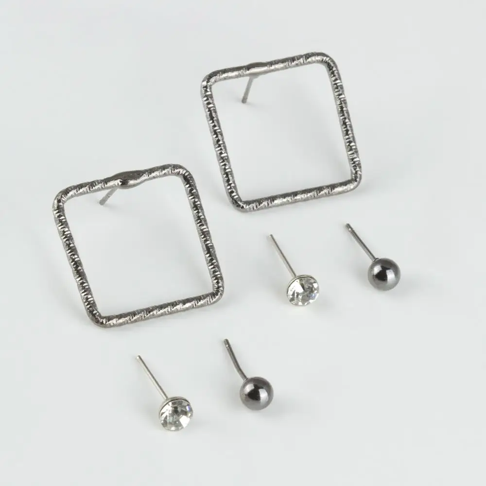 6'lı Cubic Zirconia Square Stud Earrings