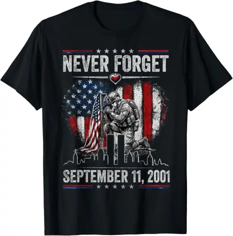 Vergiss den 11. September 2001 nie – Gedenktag T-Shirt mit amerikanischer Flagge, Y2k Herrenmode, patriotisches Grafik-T-Shirt mit Spruch, weiche Baumwolle – Detail 9