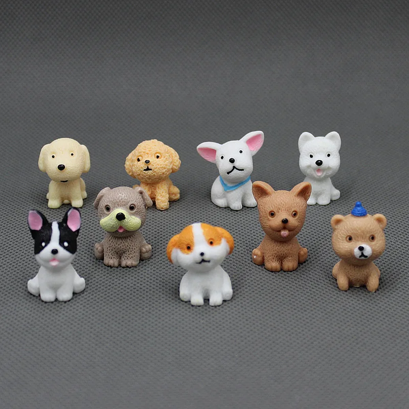 Mini Dog Puppy Figurine Pomeranian Hound Cartoon Animal Model Home Decor Miniature Fairy Garden Decoration Accessories Modern