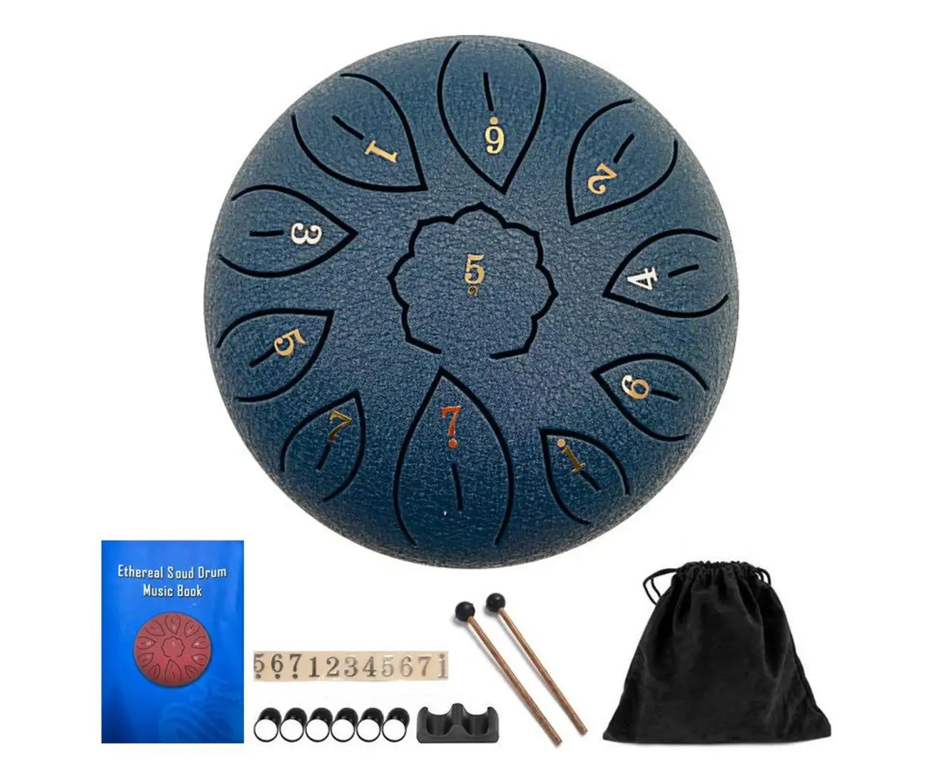 

11 Tone 6 Inch C Tone Steel Tongue Drum Percussion Musical Instruments - Navy Blue, Black, Red, Purple, Green, Gold, Blue,