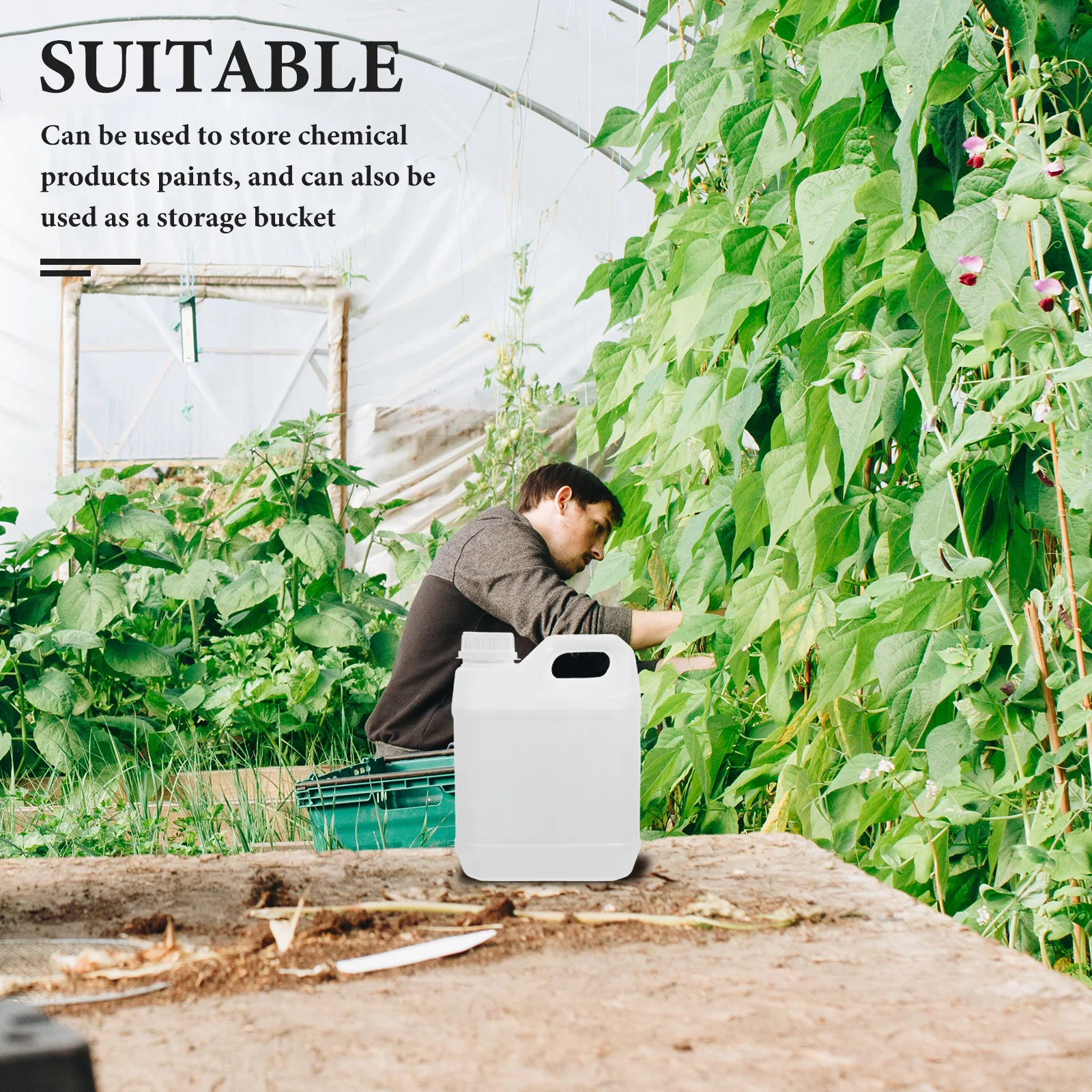 

Thickened Plastic Bucket Empty Gallon Jug Heavy Duty Storage Bin Extra Thick Square Jugs with Caps Mixing for Liquids