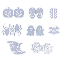 Halloween Pumpkin Skull Bat Silicone Mold Suitable for Resin Epoxy Resin Diy Craft Pendant Earrings Jewelry Making