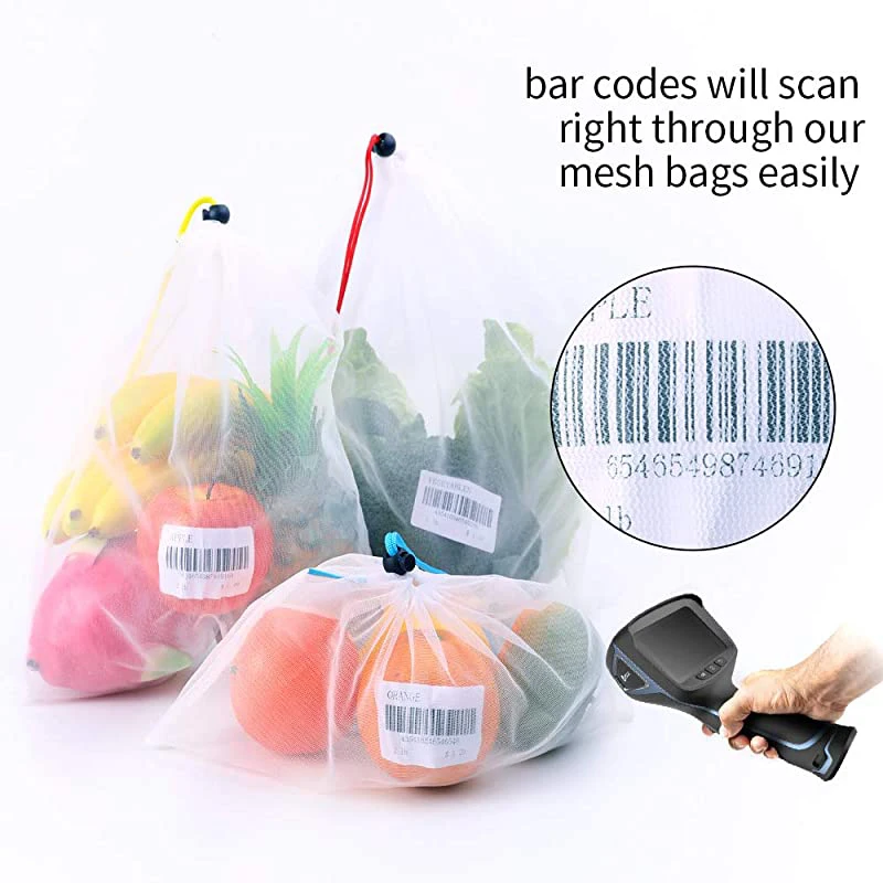 5PCS Reusable Bags for Vegetables Fruit Net Bag Produce Washable Mesh Bag Food Storage String Bag Eco Friendly Kitchen Organizer