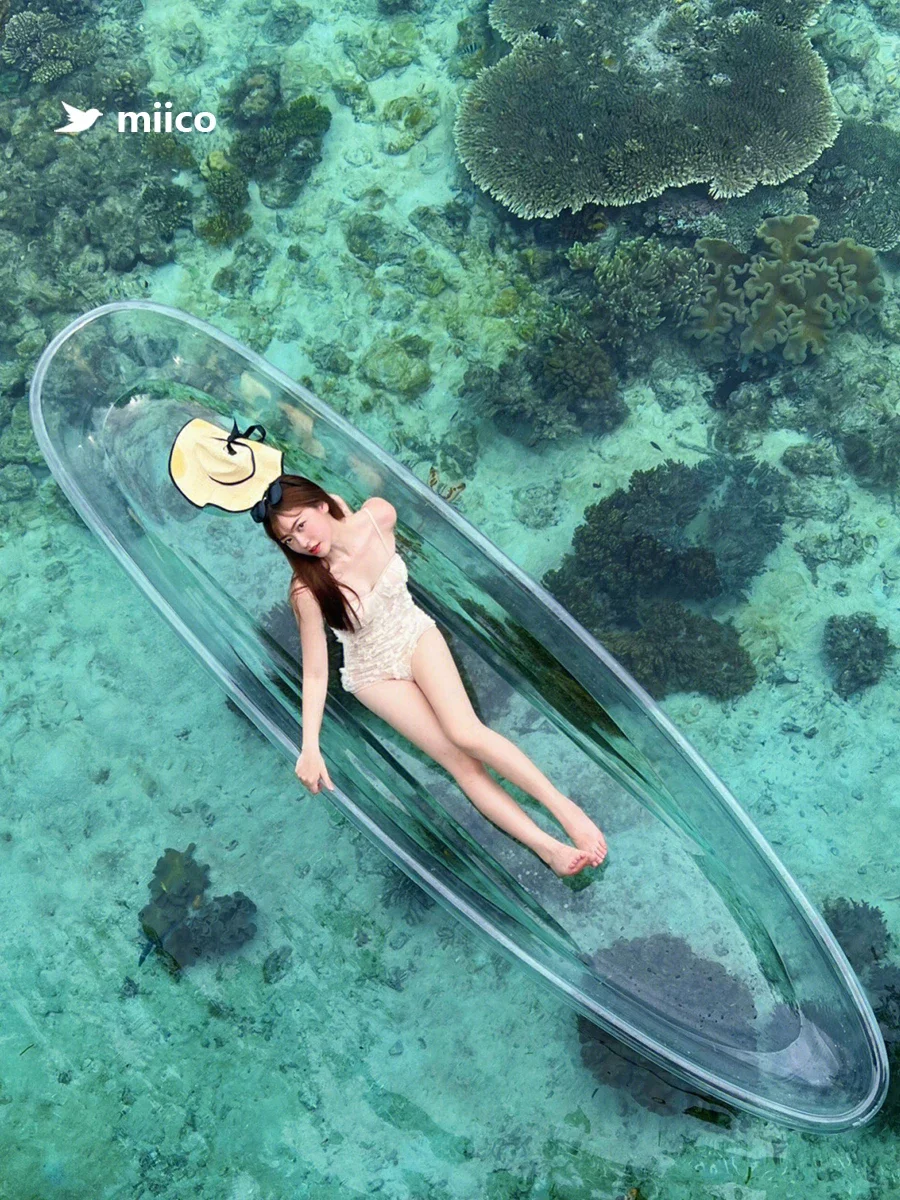 

Miico Transparent Network Red Glass Crystal Water Transparent Small Boat Homestay Scenic Area Canoe