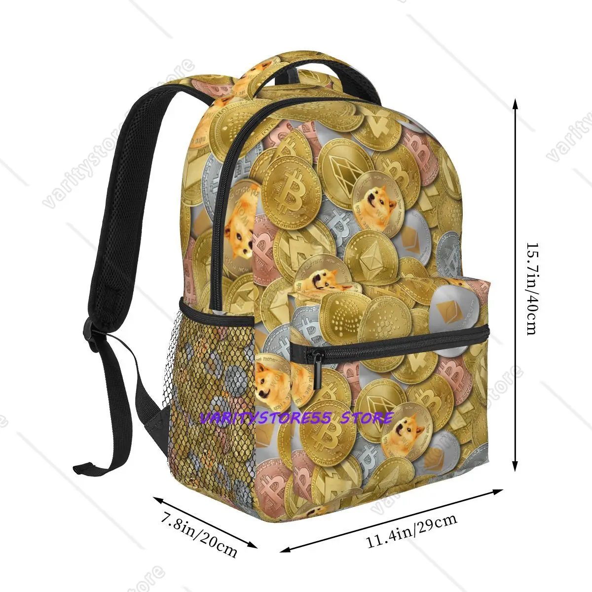 Crypto Coins Altcoin Blockchain Logo Bitcoin Ethereum Backpack Hot Sale Daypack BookBag School Bag Shoulder Bags for Men Women