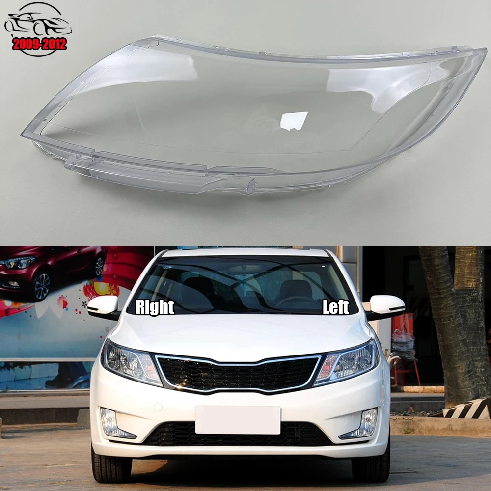 For Kia K2 2009 2010 2011 2012 Headlight Cover Transparent Headlamp Shell Lamp Shade Lens Replace Original Lampshade Plexiglass