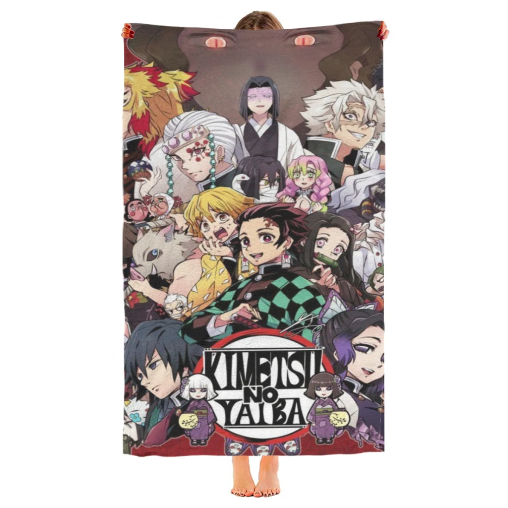 

Demon Slayer Graphic Anime Beach Towel Poncho Bathing Towels Cover-ups Quick Dry Sand Free Yoga Spa Gym Pool