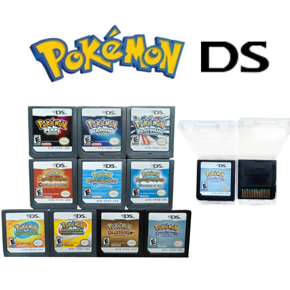 

Для NDS 2DS 3DS DS Pokemon Series Картридж для видеоигр с карточной игрой Diamond Platinum Pearl Heart Gold Soul Silver Версия для США