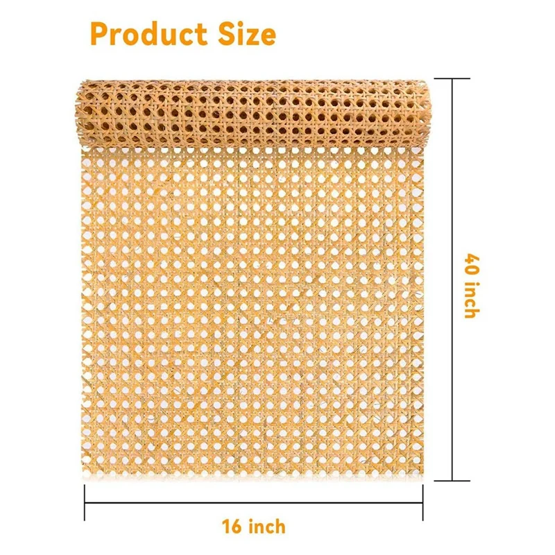 Sangle en rotin naturel de 16 pouces de large et de 40 pouces de long, rouleaux de sangle en rotin de la fédération 3.3 pour la décoration de meubles, de chaises et d'armoires de bricolage