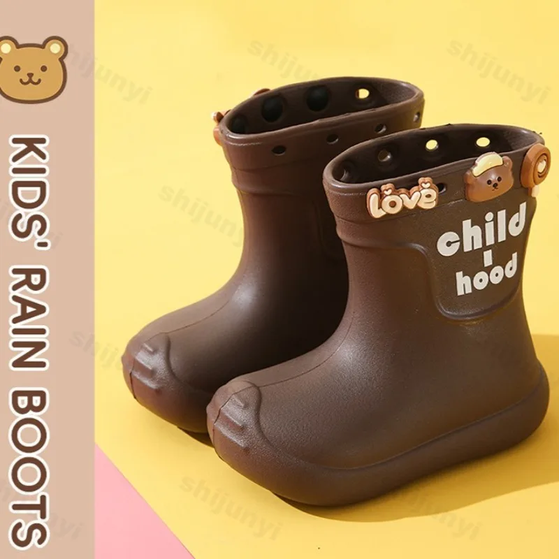 احذية المطر للأطفال 2025 جديد لطيف الكرتون الديكور بنين بنات احذية المطر إيفا الاطفال أحذية ماء موضة لتقوم بها بنفسك أحذية مضادة للماء #6