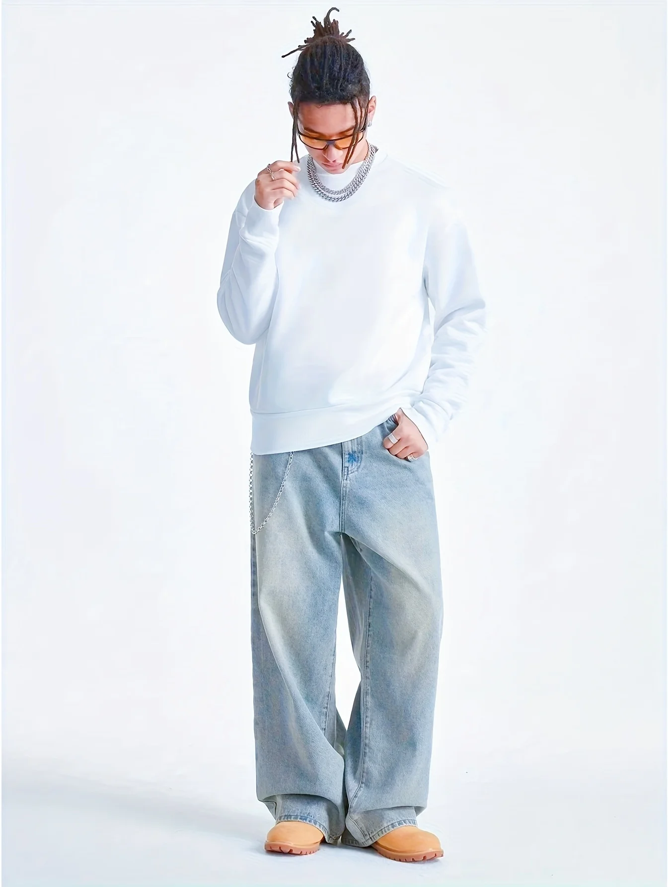 Jeans larghi da uomo Jeans da skater hip-hop Pantaloni da skateboard da ballo vintage Jeans larghi in denim Regalo per fidanzato