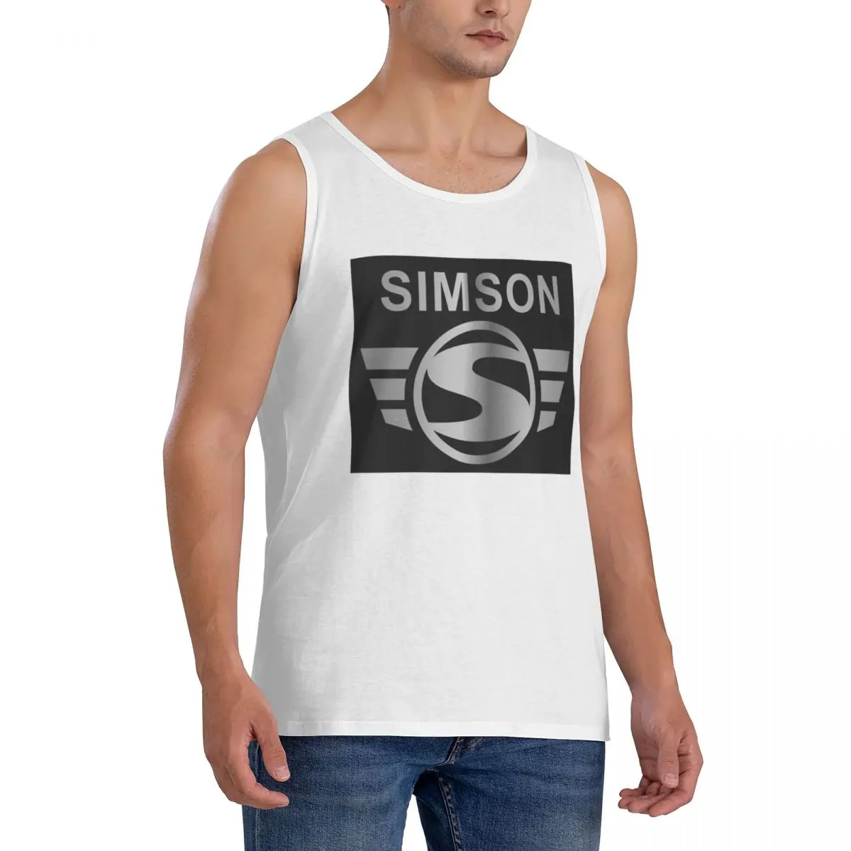 100% Cotton Vintage Simson Sleeveless T-Shirt Men Workout Sports Clothing Tops Men's Crew Neck Vest