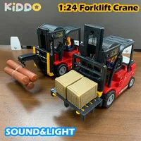 2.4G Remote Control Forklift Crane Lifting Light Sound Spray RC Trailer Multi-Functional Simulated Eletric Engineering Vehicle