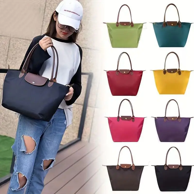 Large Capacity Dumpling Bag Folding Shoulder Bag Fashion Classic Nylon Storage Women\'s Canvas Shopping