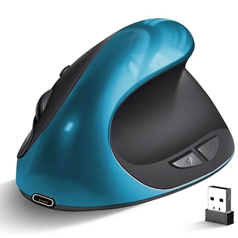 Ergonomic Mouse Wireless Vertical Mouse with 6 Buttons Computer Mouse for Laptops Desktop PC MacBook Small Mouse (Blue Right Han