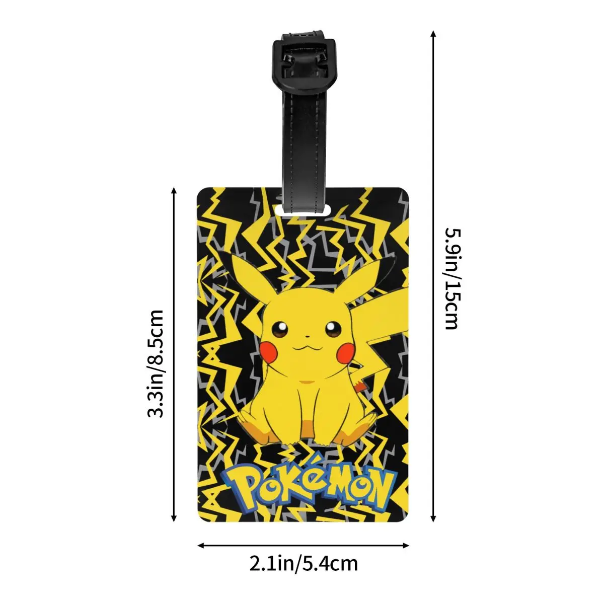 Tag bagasi Pokemon Pikachu kustom dengan kartu nama penutup privasi Label ID untuk tas koper perjalanan