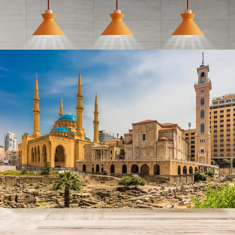 Mohammad Al Amin Mosque Photography Backdrop Lebanon Beirut Landscape Background Kids Adult Travel Party Backdrop Wall Banner