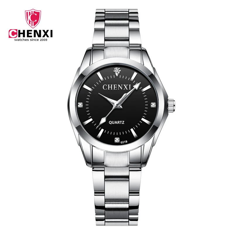 CHENXI 021B reloj de cuarzo de acero de aleación de moda de lujo para mujer pulsera Casual relojes de diamantes impermeables regalo para novia