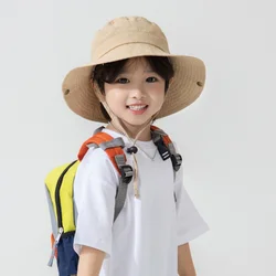 Adjustable Child Sunshade Hat Korean Version Camping Hiking Hat Kid Classic Solid Color Cotton Fabric Breathable Outdoor Sun Hat