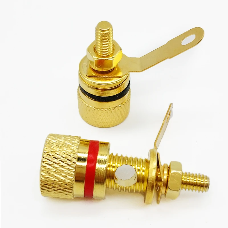 10 sztuk pozłacane czystej miedzi zacisk głośnikowy wzmacniacz Terminal 4MM gniazdo wtykowe bananowe DIY wtyczki audio złącza typu jack — zdjęcie 5
