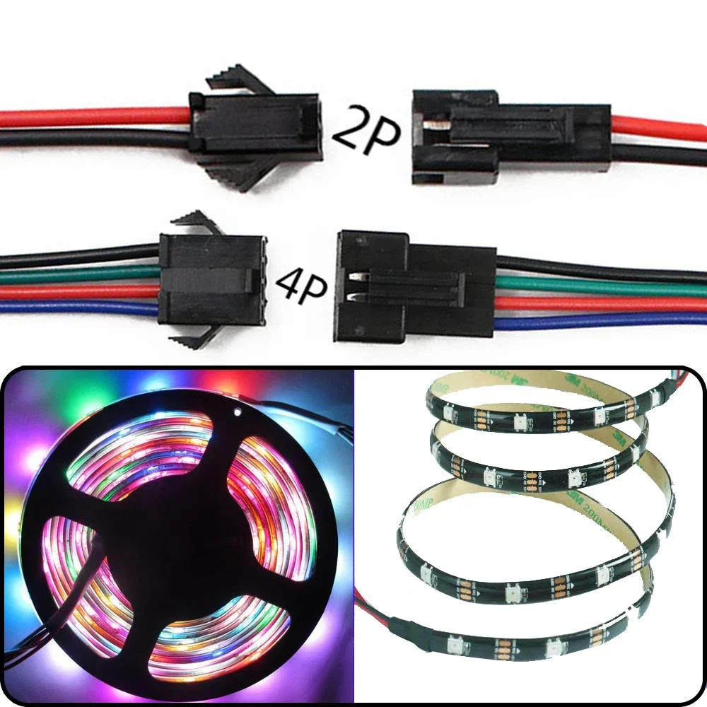 1Pcs RGB Led Light Strips 2 Pins 150 mm Connector Male And Female Lamp Bar JST 22Awg Cable 3528 5050 For Decoration Ceiling Neon