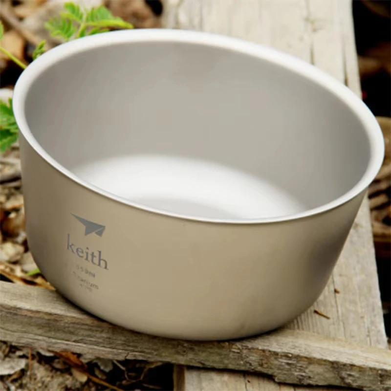 Keith 550ml Food Container Double-wall Titanium Bowl Outdoor Camping Picnic Bowl Lunch Box Utensils For Tourism 114g Ti5322