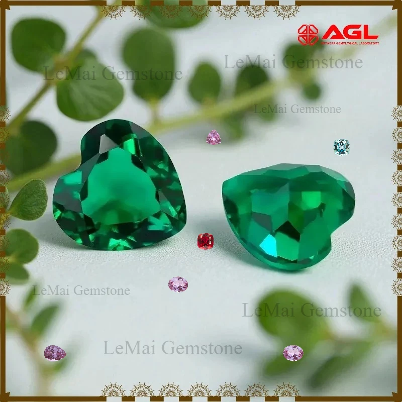 Lab Grown Zambian Emerald- Hydrothermal, Hand-Cut, Heart Cut