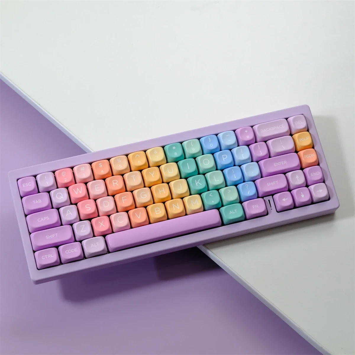 Gradient Color Soft Candy 126 Keys PBT Keycaps Five-sided Sublimation MOA Profile Keycaps For MX Switches Mechanical Keyboard