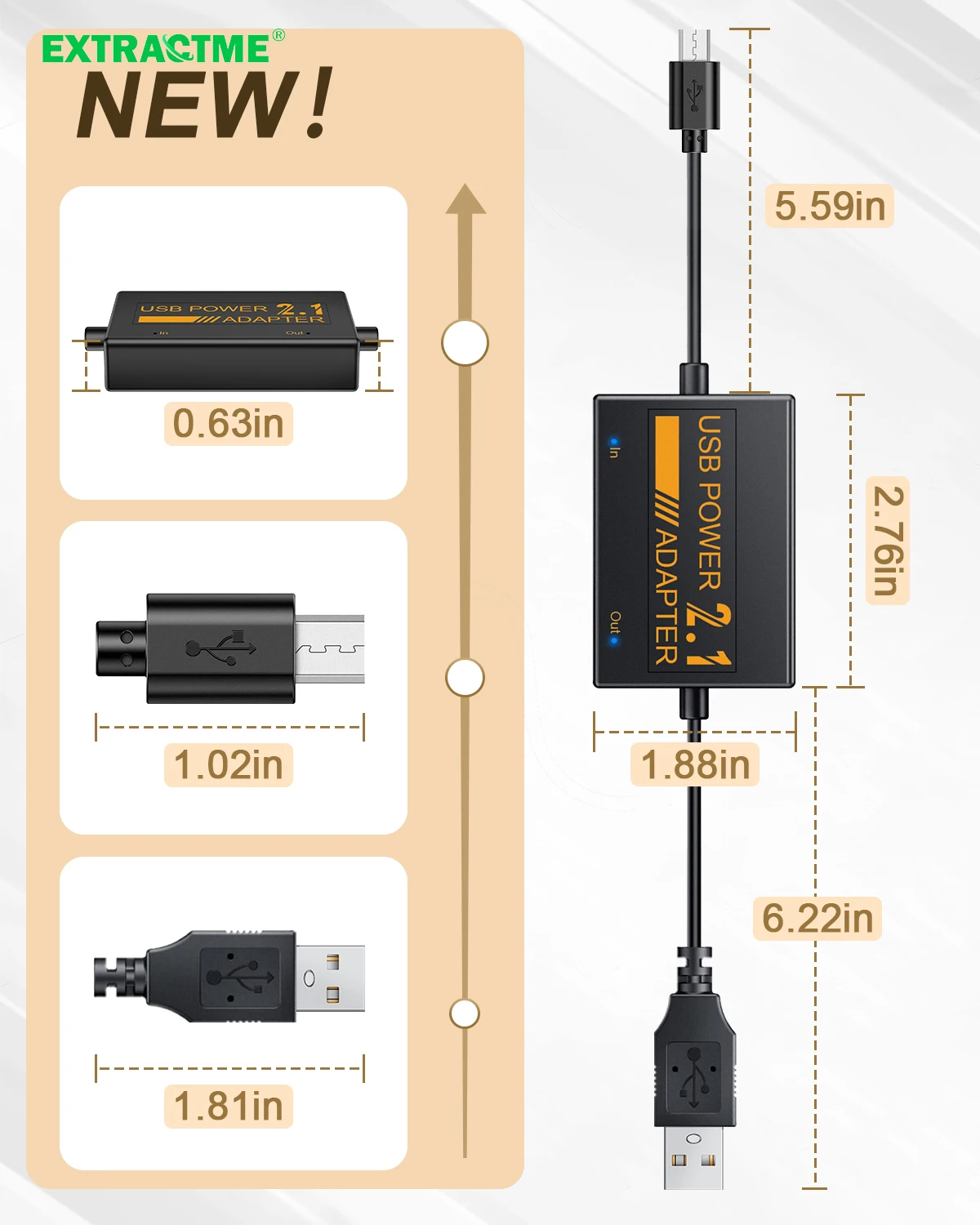 Extractme Usb Hub 1800mAh Battery Supply USB Power Cable for Fire TV Sticks Firestick Adapter Support 4K Vide